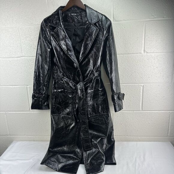 Nastygal Falling Fur You Faux Fur Trench Coat, Black, Size 2, XS - Picture 10 of 15